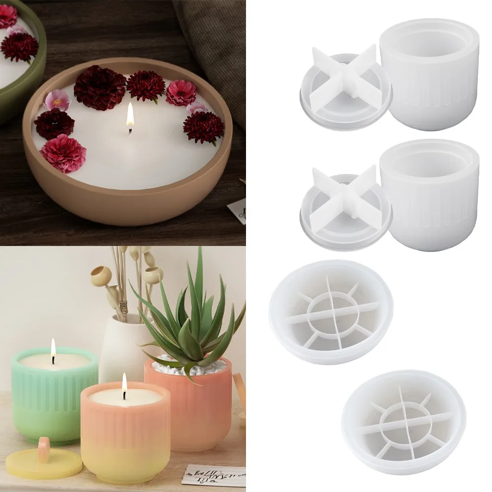 

DIY Crystal Round Candle Jar Silicone Cement Flower Pot Mold For Handmade Storage Bowl Candle Tray Mould Home Decor Crafts