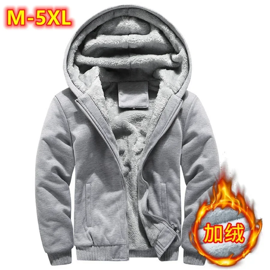 New Autumn Winter Hoodies Men 2024 Warm Jacket Thick Men\'s Hooded Sweatshirt Male Warm Fur Liner Sportswear Tracksuits Mens Coat