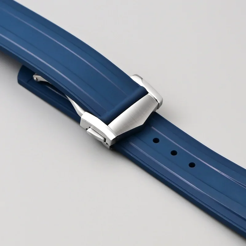 20mm Curved End FKM fluororubber watch strap for Omega Seamaster 300 Diver Watchband for Rolex Tudor Seiko Bracelet Wristband