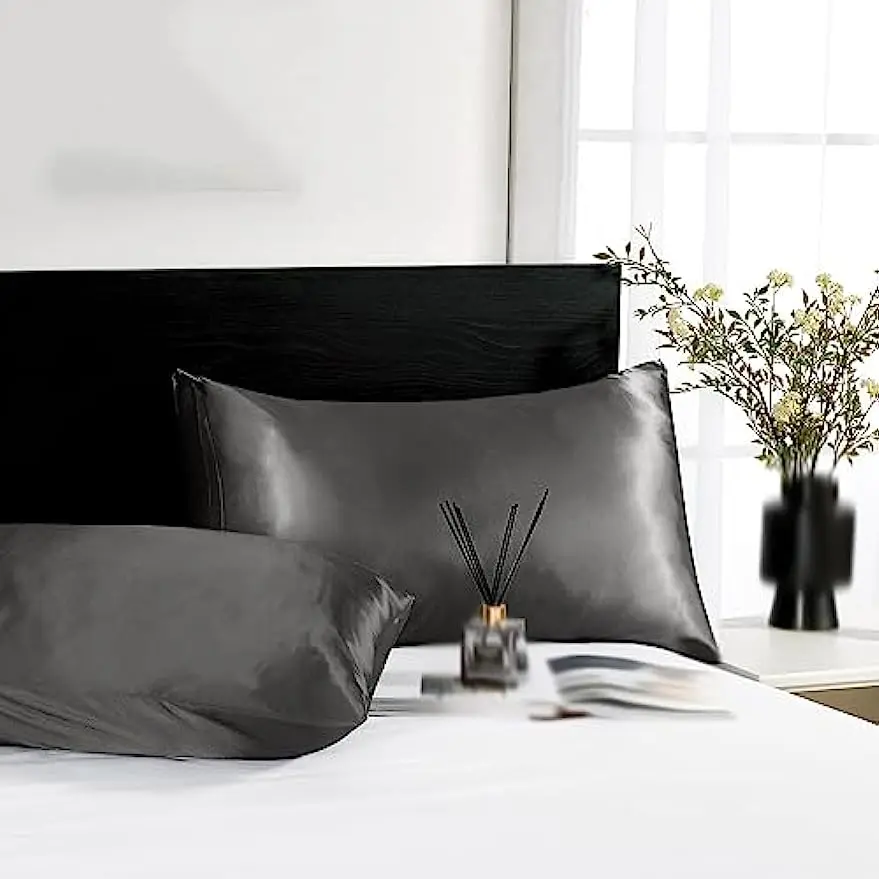2pcs Satin Silk Pillowcase for Hair and Skin, Coral Pillow Cases Standard Size Set of   Super Soft Pillow Case - view 2