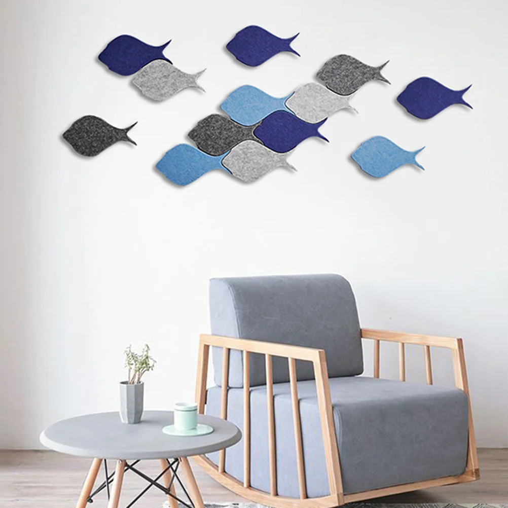 4 Pcs Decor Felt Wall Stickers Memo Board Sofa Fish Bulletin Notice Message Child