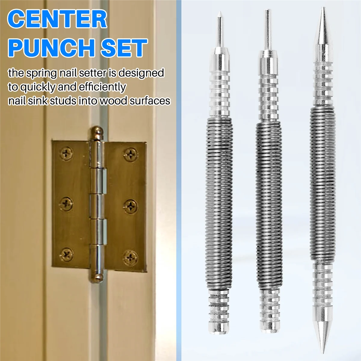 Set di chiodi da 3 pezzi e Set di chiodi a molla con punzone centrale per cerniera per porta 1/32 pollici 1/16 pollici a doppia testa, 1/8 pollici