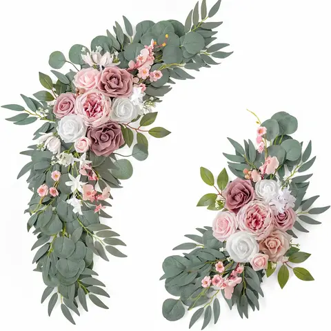 2pcs Wedding Decoration Flowers, Artificial Rose Wreaths,Suitable for Outdoor Decoration,Home Decoration,Wedding Arch Decoration
