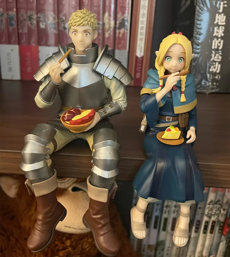 HOT! Delicious in dungeon sitting marcille laios toughen figure macaroni cork 13-19cm table car ornaments anime model gifts