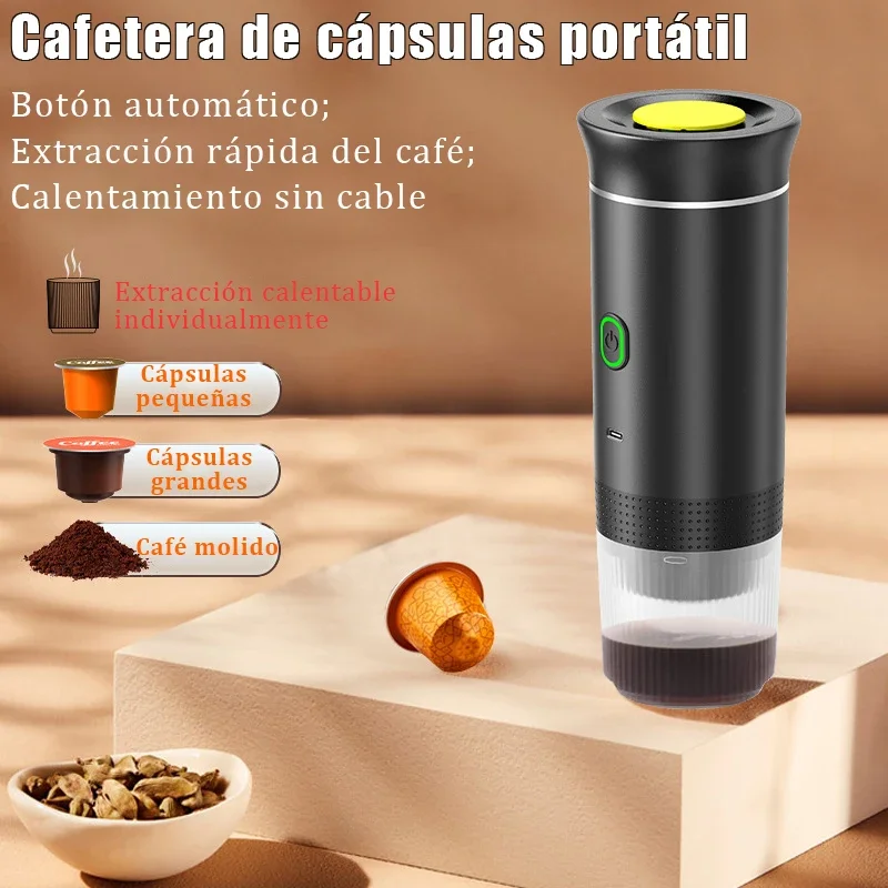 

Portable 3-in-1 Espresso Maker - Cordless Electric Coffee Machine for Travel & Car, Fast Heating Capsule Coffee Pot