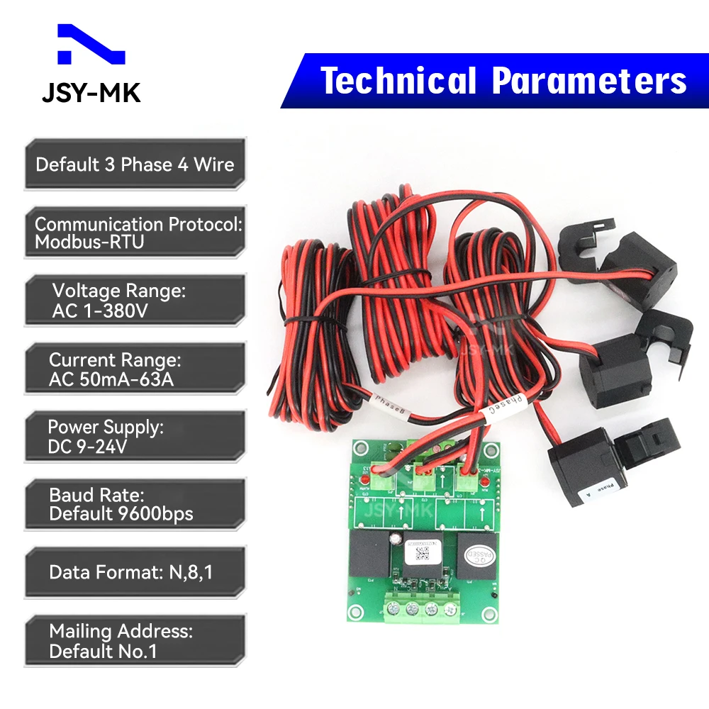 JSY-MK-333G 50mA-63A 3P4W Bidirectional AC Power Energy Meter Module