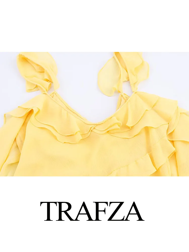 Hh moda feminina vestidos sem mangas amarelo gola quadrada sem costas em camadas decoração feminina verão praia estilo vestido longo