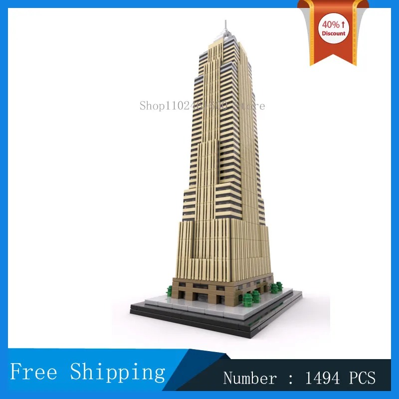 MOC City Architecture Key Tower 1:800 Scale Society Center Model Building Block Street View Skyscraper Collection Toy Gifts