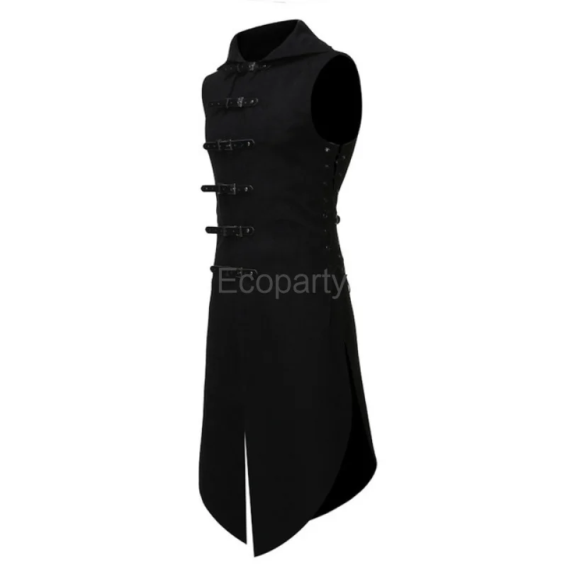 Men's Medieval Gothic Tuxedo Ves Coat Vintage Sleeveless Victorian Steampunk Waistcoat Jacket Halloween Party Costume For Men