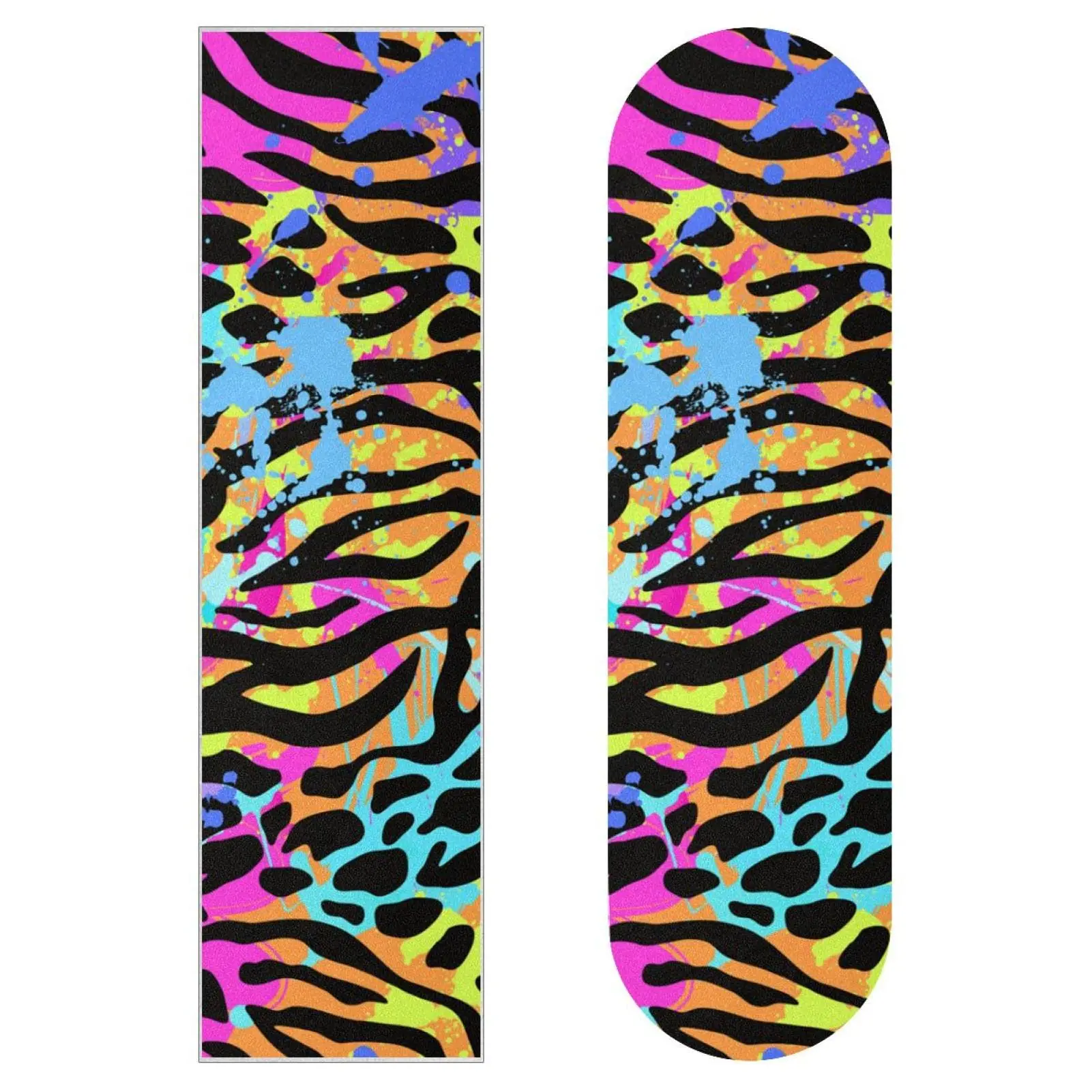 Leopard Print Skateboard Grip Tape Sheet Purple Colorful Animal Skin Print Scooter Deck Griptape Longboard Sandpaper for Kids