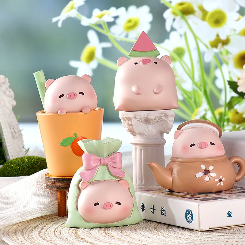 Car Ornaments Cartoon Cute Piglet Office Desk Decoration Cure Resin Ornaments Car Dolls Hand Student Gifts