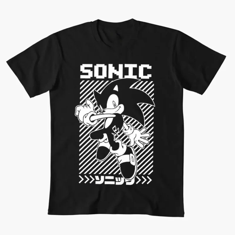 

0308 Sonic Shadow The Hedgehog Character Anmie Graphic T-Shirt Y2K clothes Cute Cartoon print Short Sleeve tee All size tops