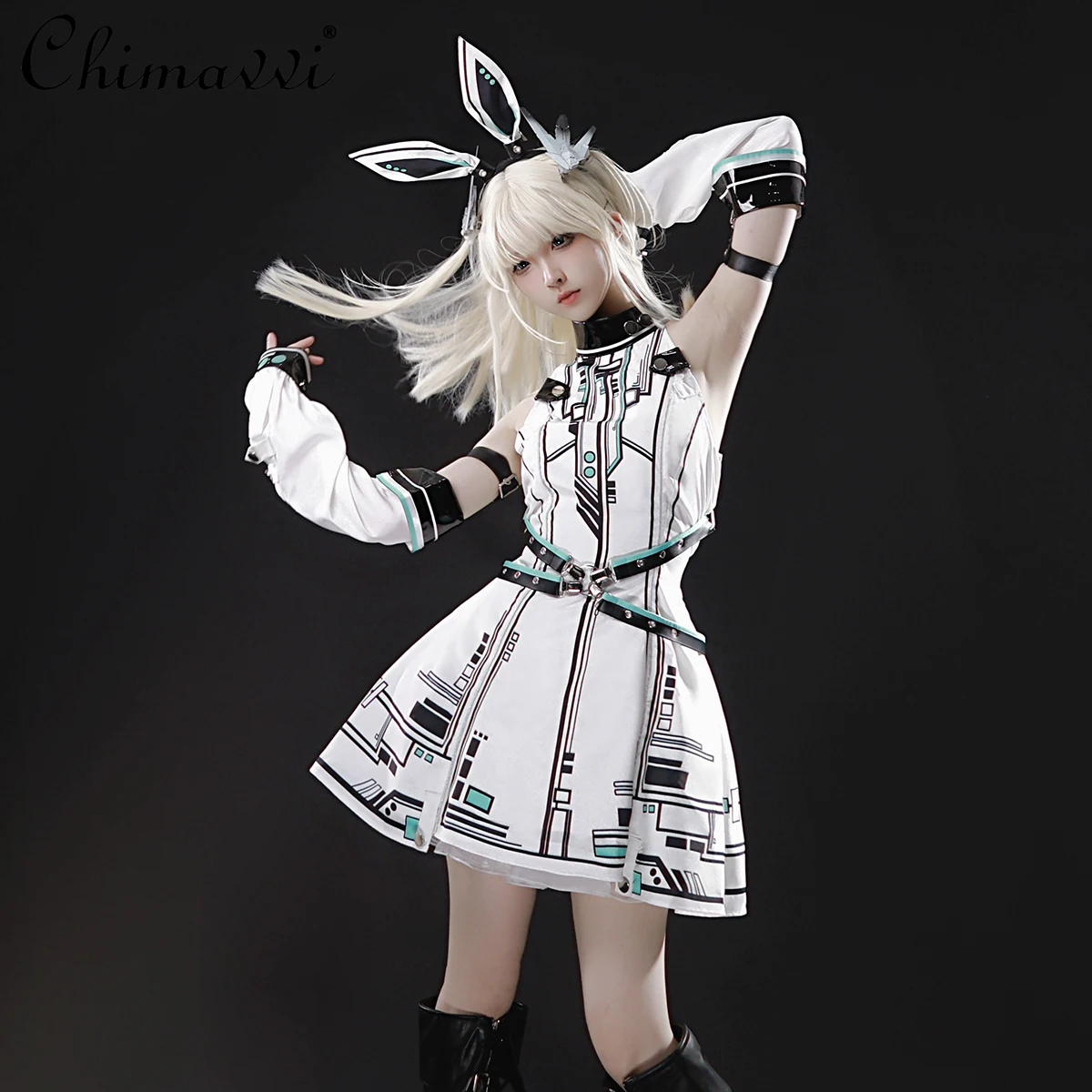 فستان أنيق بقصة ضيقة للفتيات الرائعة لعام 2025 بأكمام يدوية وتصميم ميكانيكي أصلي ثنائي الأبعاد لوليتا