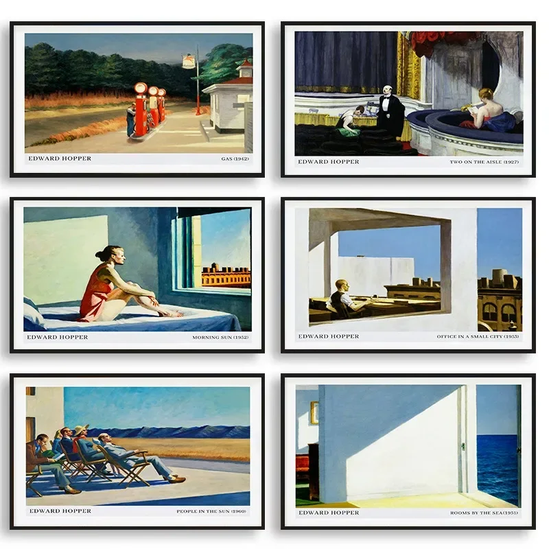 إدوارد هوبر معرض المتحف المشارك خمر الرجعية هندسية قماش جدار الفن طباعة منتصف القرن الحديثة مجردة اللوحة ديكور