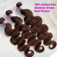 Human Hair Bundles Body Wave Chocolate Brown #4 Indian Human Hair Remy Weave Double Weft Extensions 10-30 Inch For Women Bundles