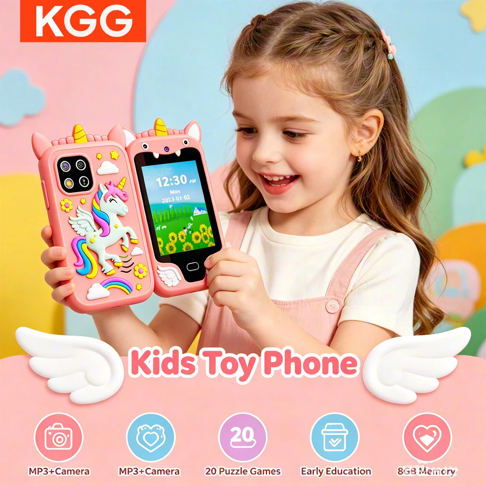 8G Kids Unicorn Mini Smart Phone 2.8'' Touch Screen Portable Educational Learning Toy Built-in Habit Tracker for Boys Girls