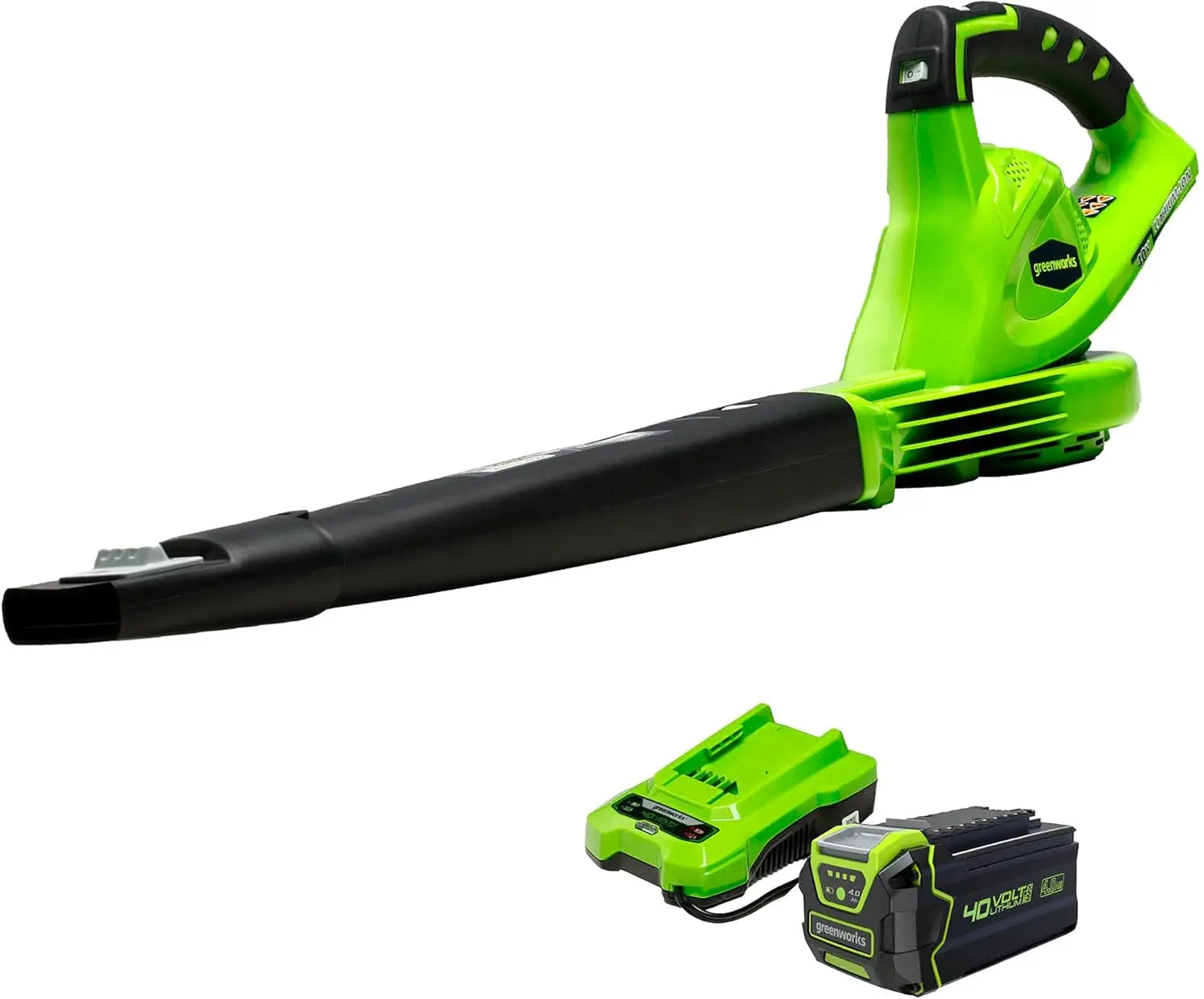 

Greenworks 40V (160 MPH / 700 CFM) Cordless Brushless Axial Leaf Blower, 8.0Ah Battery and Charger Included