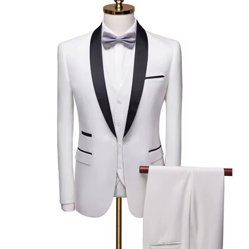 

kx477 Men Skinny 3 Pieces Set Formal Slim Fit Tuxedo Prom Suit / Male Groom Wedding Blazers High Quality Dress Jacket Coat Pants