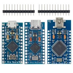 Mini/Type-C/Micro USB Pro Micro ATMEGA32U4 5V/16MHZ Module With the Bootloader for Arduino with 2 Row Pin Header for Arduino