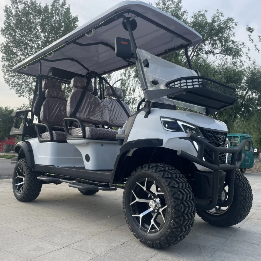 

Street Legal Electric Golf Cart 6 Seater Powerful Motor 5000W Adult Touring Golf Trolley Double Wishbone Independent Suspension