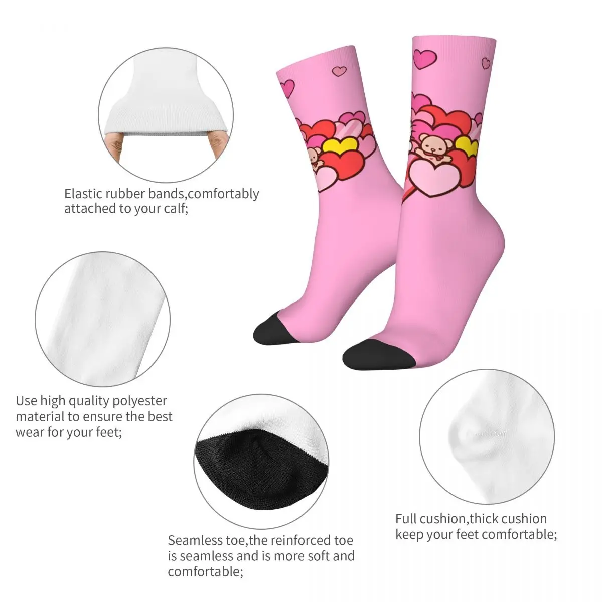 Chaussettes Hello Kitty pour hommes, chaussettes graphiques modernes, chaussettes coordonnantes, chaussettes de cyclisme unisexes, chaussettes douces pour l'hiver