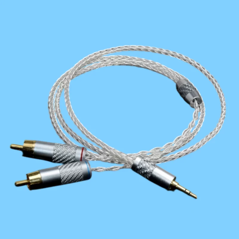 【143】ATA high-purity single crystal silver 1: 2 audio line 3.5 to double lotus signal line 3.5mm head to 2rca