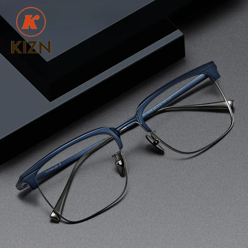 

KIZN 19053 Optical Glasses Pure Titanium Full-rim Frame Prescription Eyeglasses Rx Men Glasses for Male Eyewear