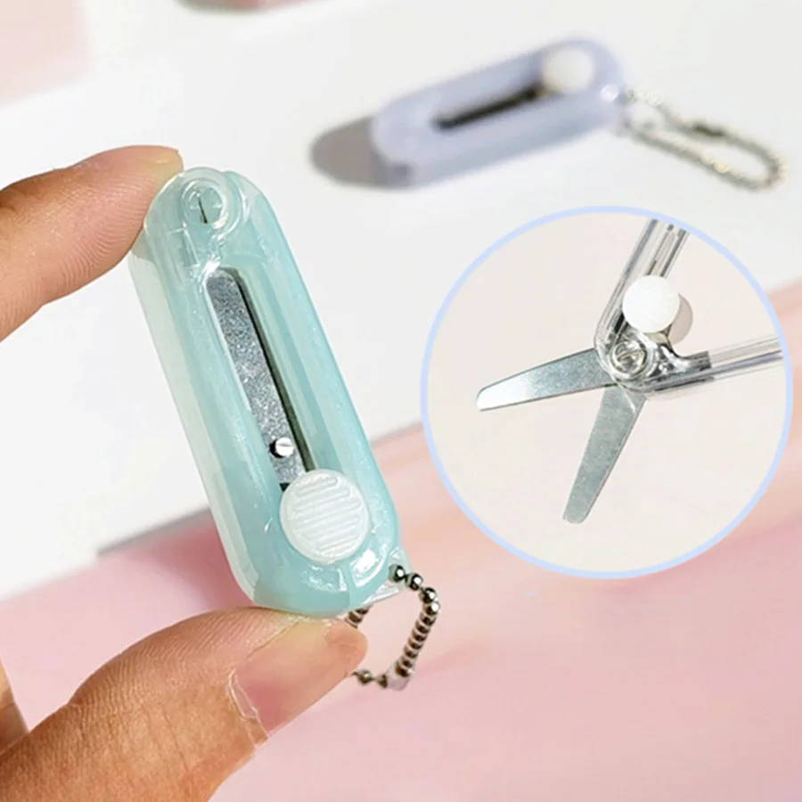 

1pc Mini Portable Folding Scissors Creative In Pastel Colors Stainless Steel Paper Cutting Art Projects Office School Supplies
