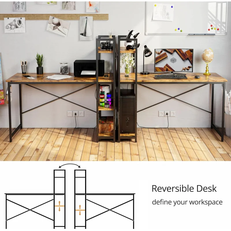 Ironck Computer 47 "Steckdose & Amp; Lager regale, Studie Schreibtisch mit USB-Anschlüssen Ladestation, PC-Schreibtisch w