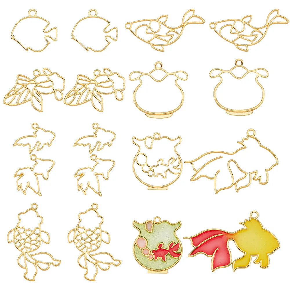 18Pcs Open Back Bezel Charm Pendants Long-Lasting Plated Hollow Bowl Resin Pressed Flower Frames for UV Resin Jewelry Making