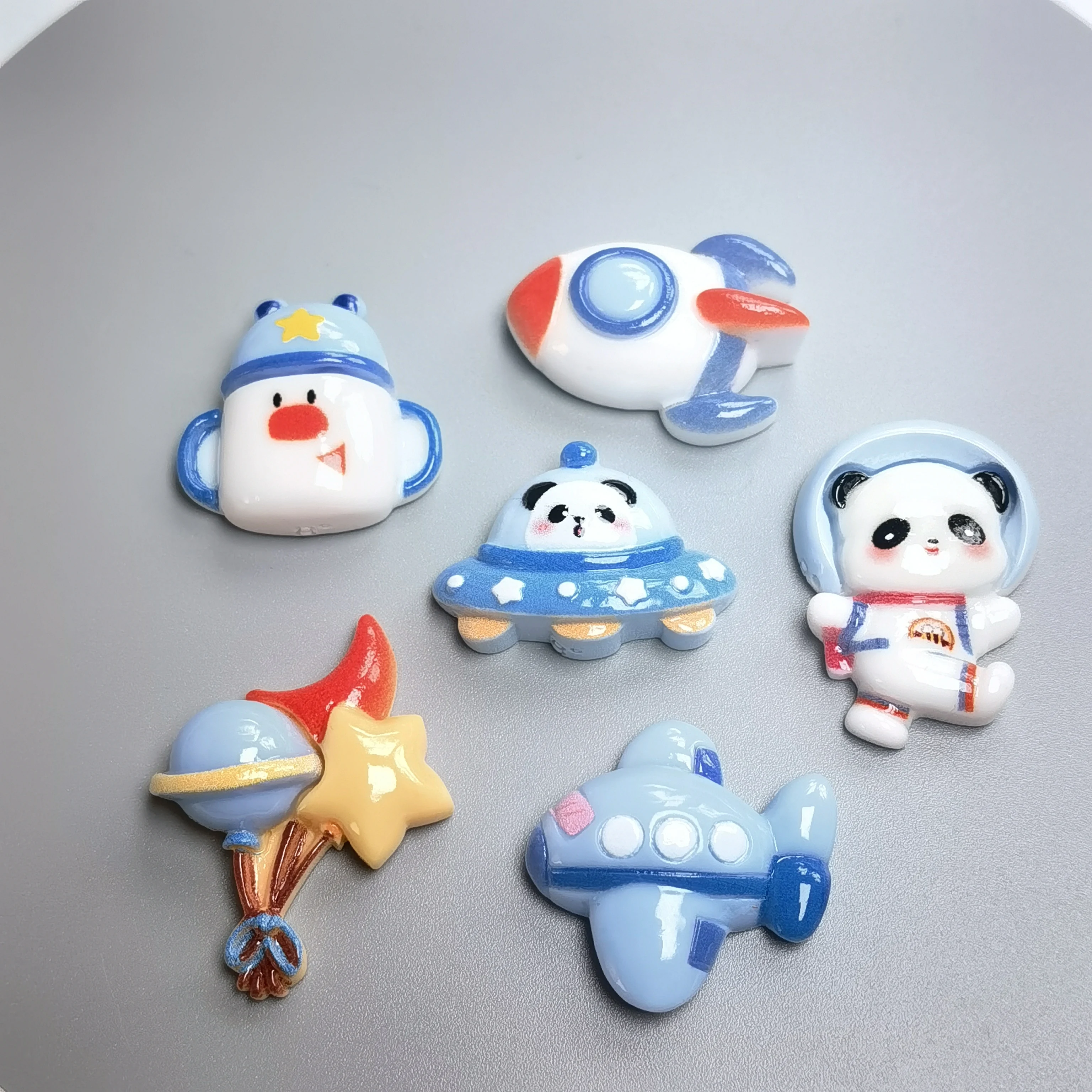 Cartoon Panda Outer Space Flatback Resin Cabochon For Phone Decor Scrapbooking Crafts DIY Jewelry Making Accessories