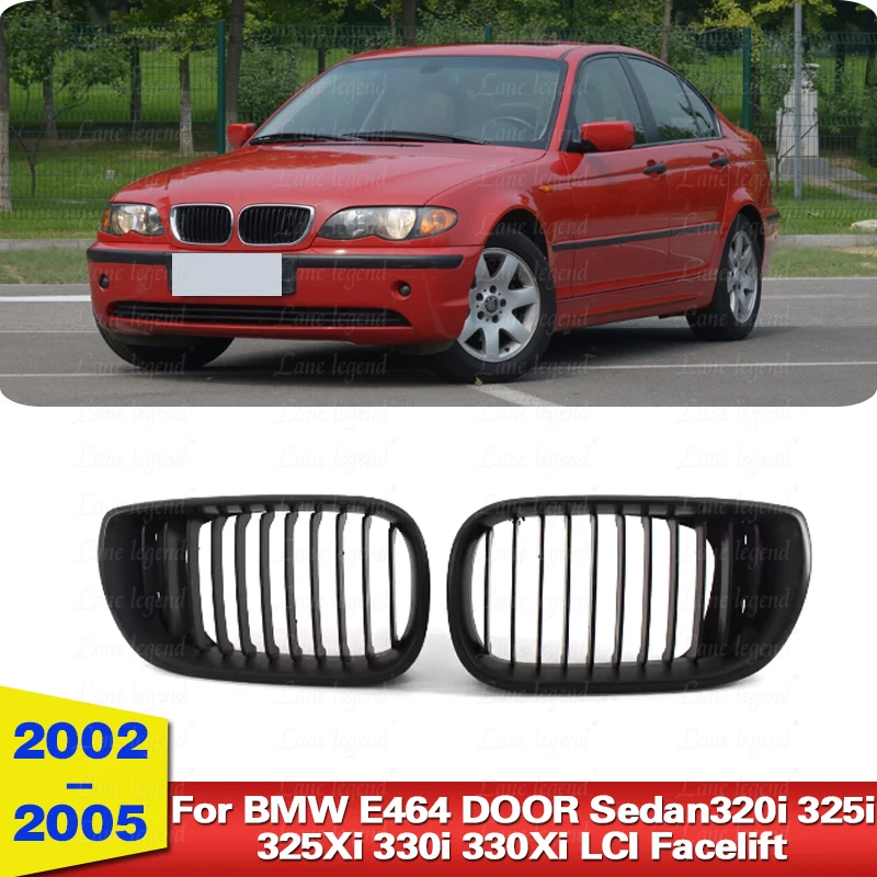 

Front Bumper Kidney Grill Fit for BMW E46 4 DOOR Sedan 320i 325i 325Xi 330i 330Xi 2002 2003 2004 2005 LCI Facelift Gloss Black