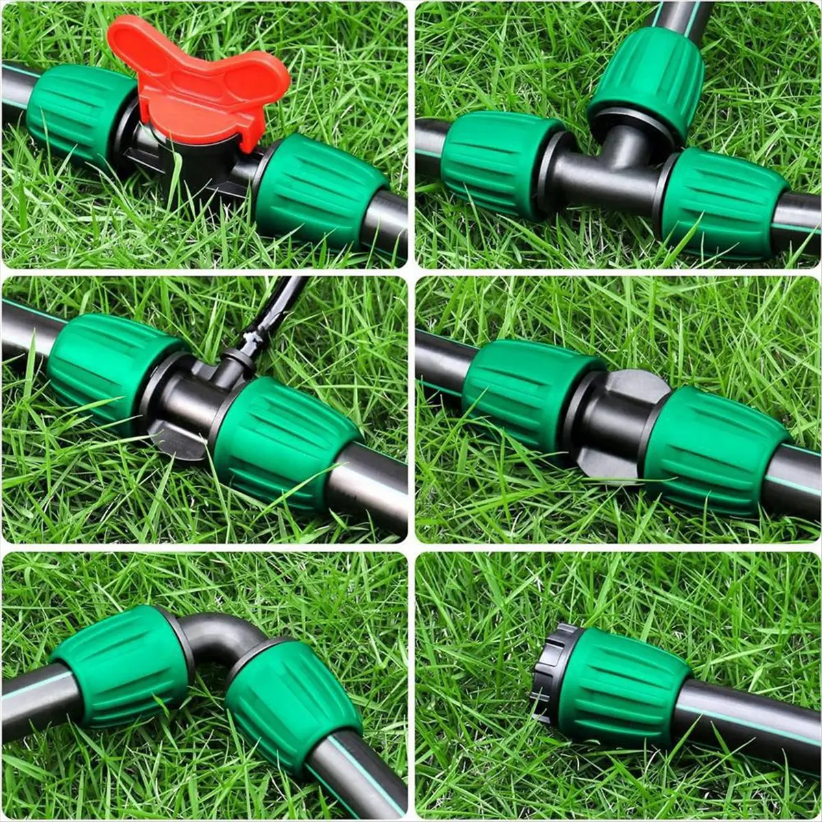 A20I 22 Pieces Drip Irrigation Fittings Kit for 1/2 Inch Pipe, Drip Irrigation Pipe Parts for Sprinkler System