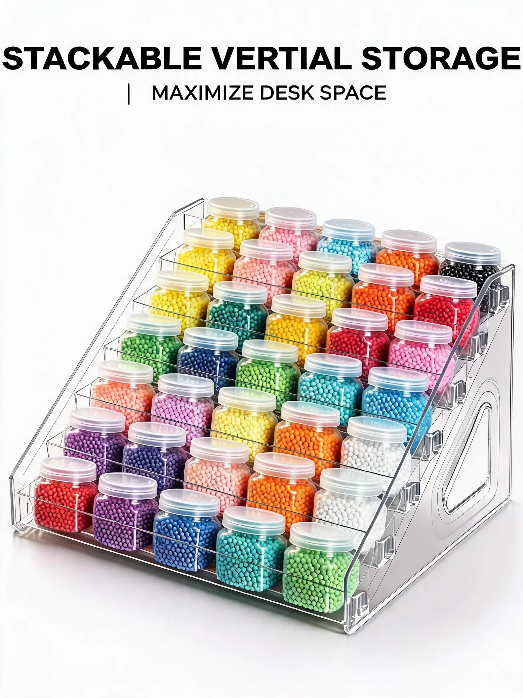 7‑Tier Clear Acrylic Display Stand with Fences, Multi‑Purpose Organizer for Perfume Cosmetics Toys Cupcake Home Office Retail