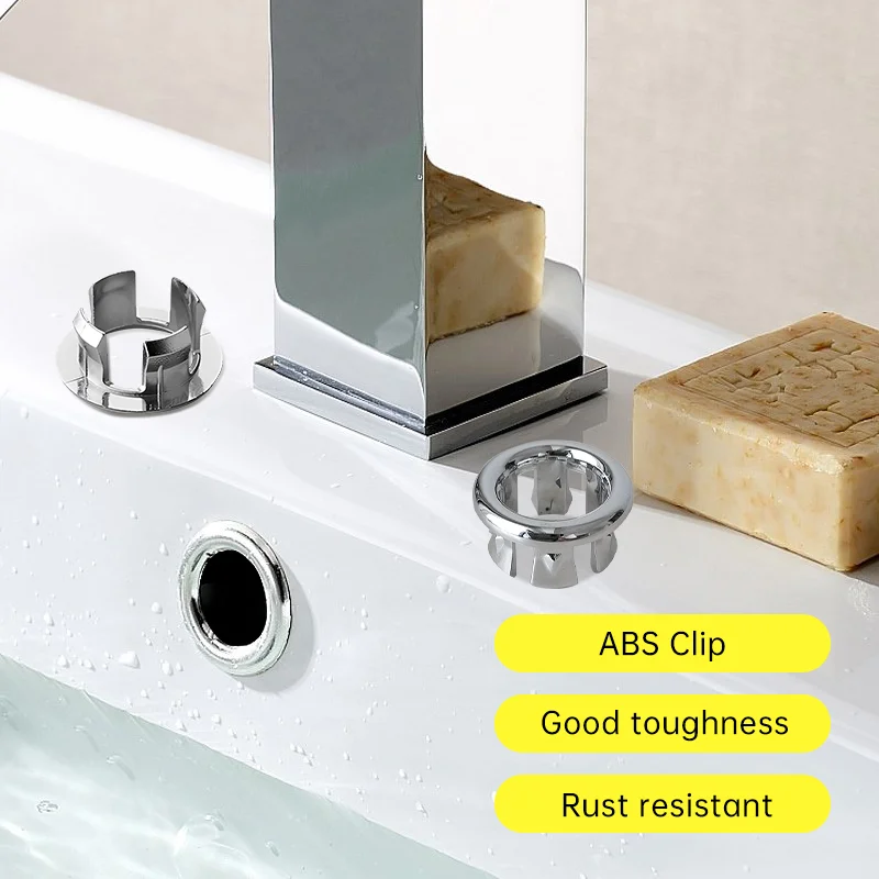 Washbasin Overflow Ring Replacement Bathroom Basin Trim Plastic Overflow Cover Insert Round Caps Bathroom Kitchen Accessories