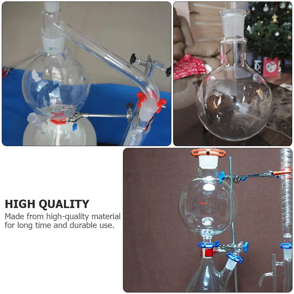 

Professional Boiling Flask Durable Long Lasting Use Single Neck Laboratory Flask Steam Distillation Lab Apparatus