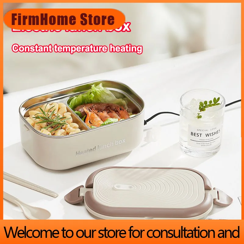 FirmHome StoreNew 220V Household Constant Temperature Electric Lunch Box 304 Stainless Steel 1.2L Portable Water-free Electric L