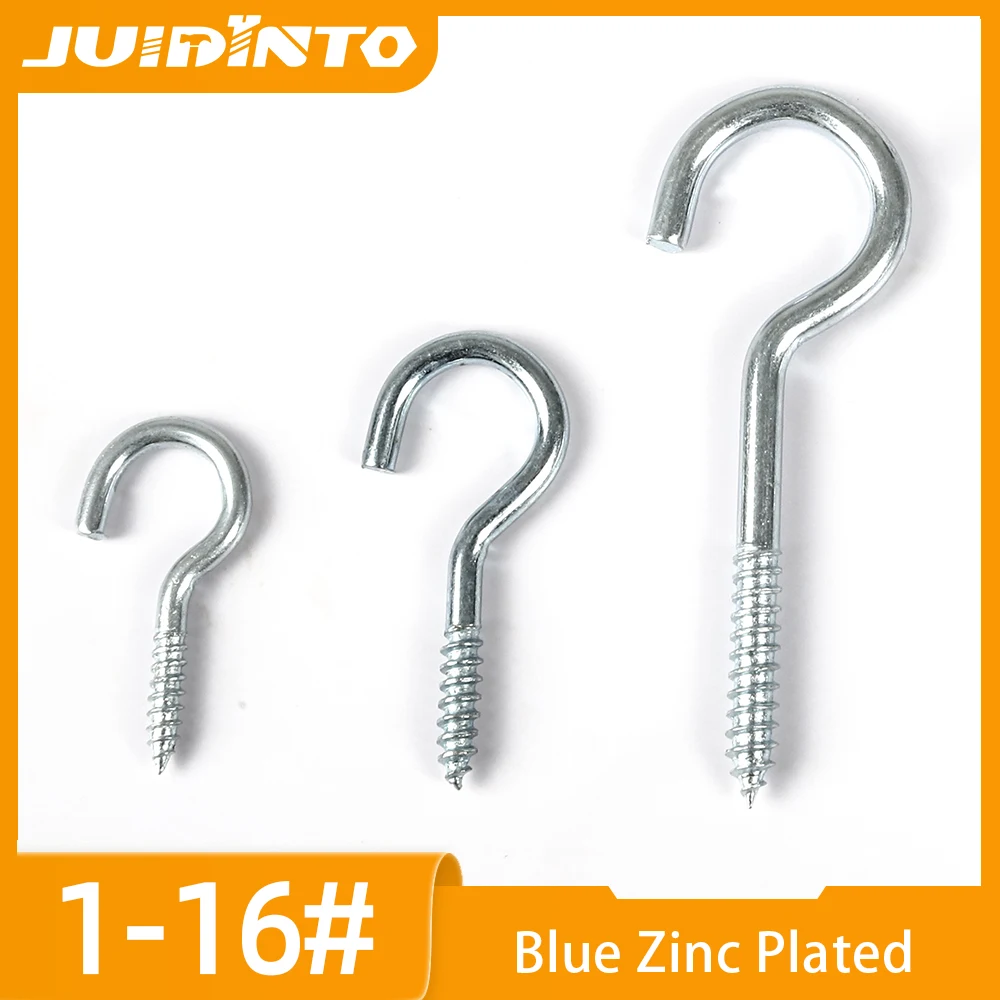 C Shaped Opening Sheep Eye Hook Screws 1# 2# 3# 4# 5# 6# 8# 10# 12# 14# 16# Question Mark Ceiling Screw for Lamp Light