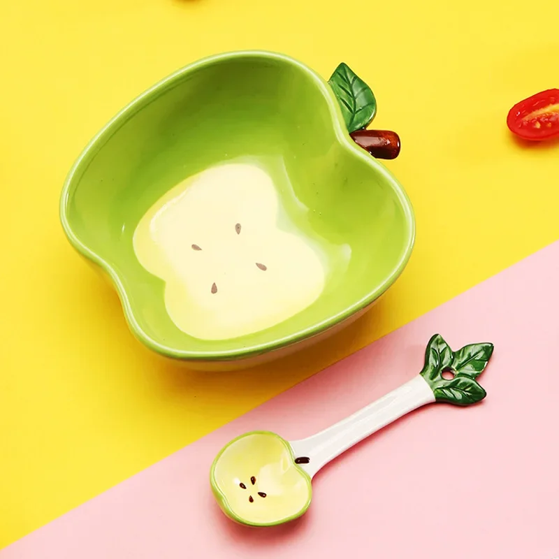 

Керамическая миска в форме яблока, милая мультяшная посуда для салата, супа, лапши, риса