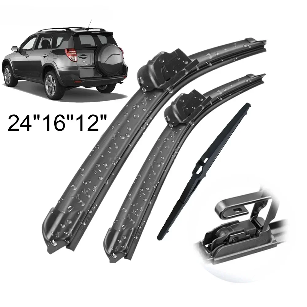 Car Wiper Front & Rear Wiper Blades Set Kit For Toyota RAV4 XA30 2005 - 2012 Windshield Windscreen Window Brush 24\