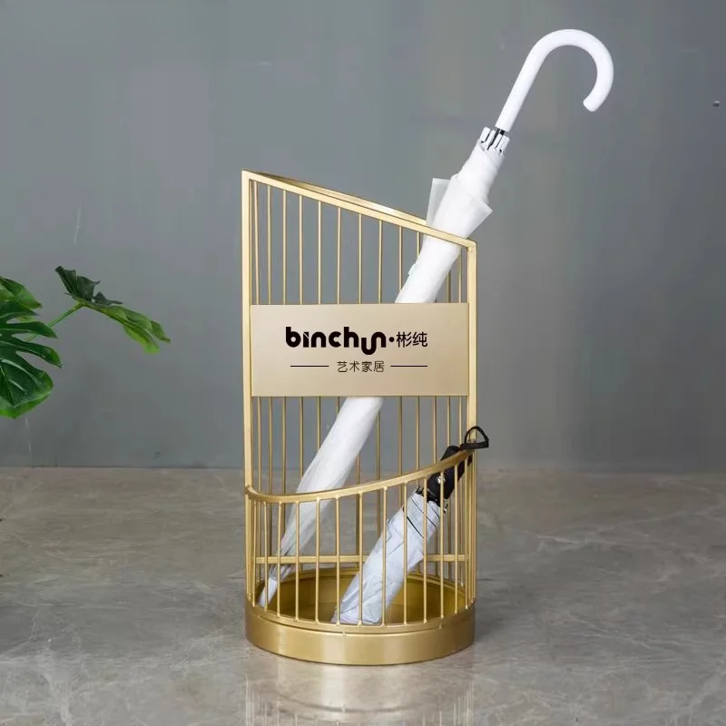 

Nordic Light Luxury Umbrella Stand, Minimalist Iron Holder with Drip Tray, Elegant Entryway Storage Rack for Home Office