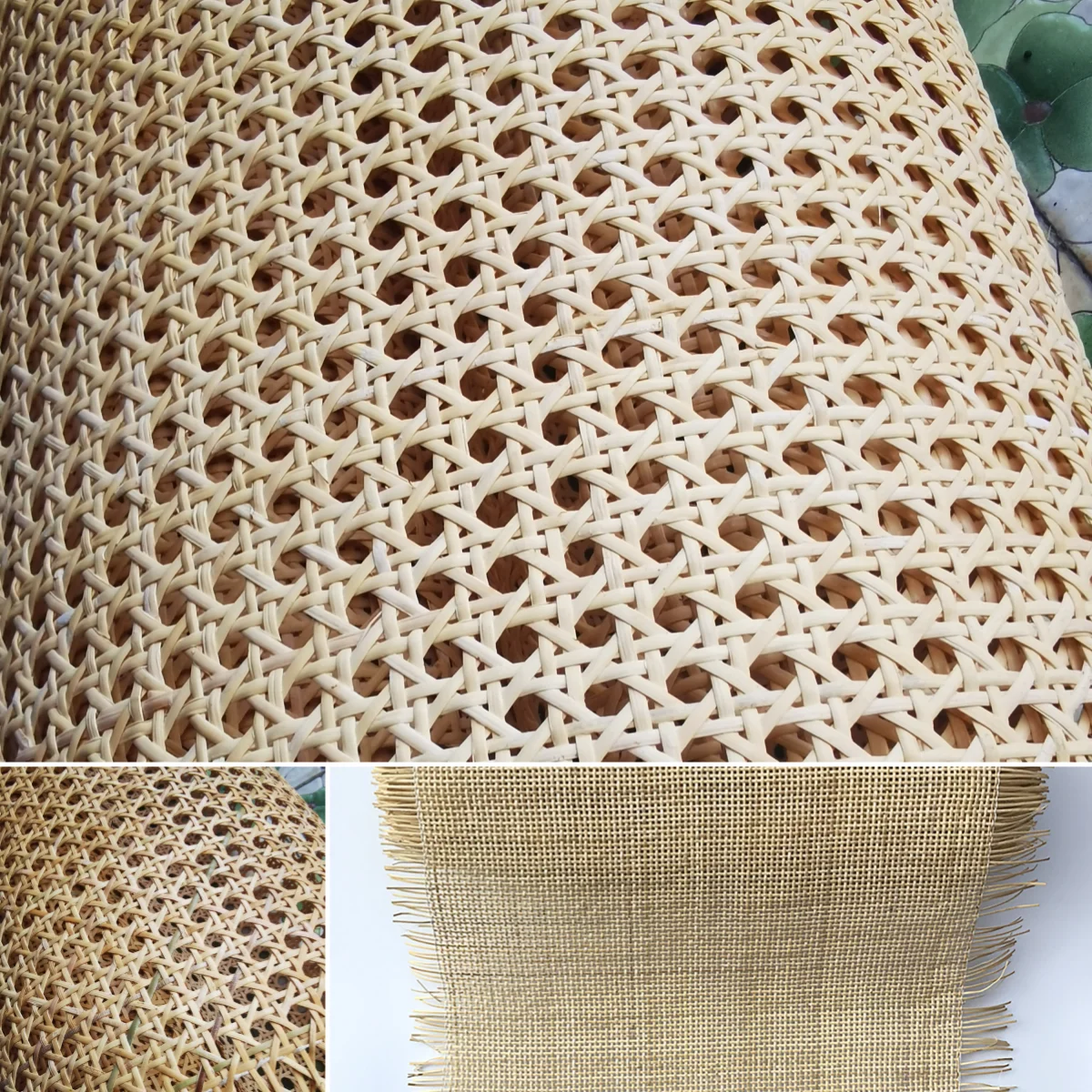 16“ 18“ 20” Width Cane Webbing 3.3 Feet Natural Rattan Webbing For Caning Projects Woven Open Mesh Cane for Furniture Chair