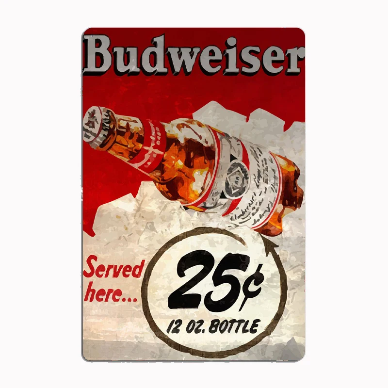 Budweiser Old Posters Metal Sign Garage Room Wall Decoration Cinema Living Custom Tin Home Bar Cave Classic Plaques