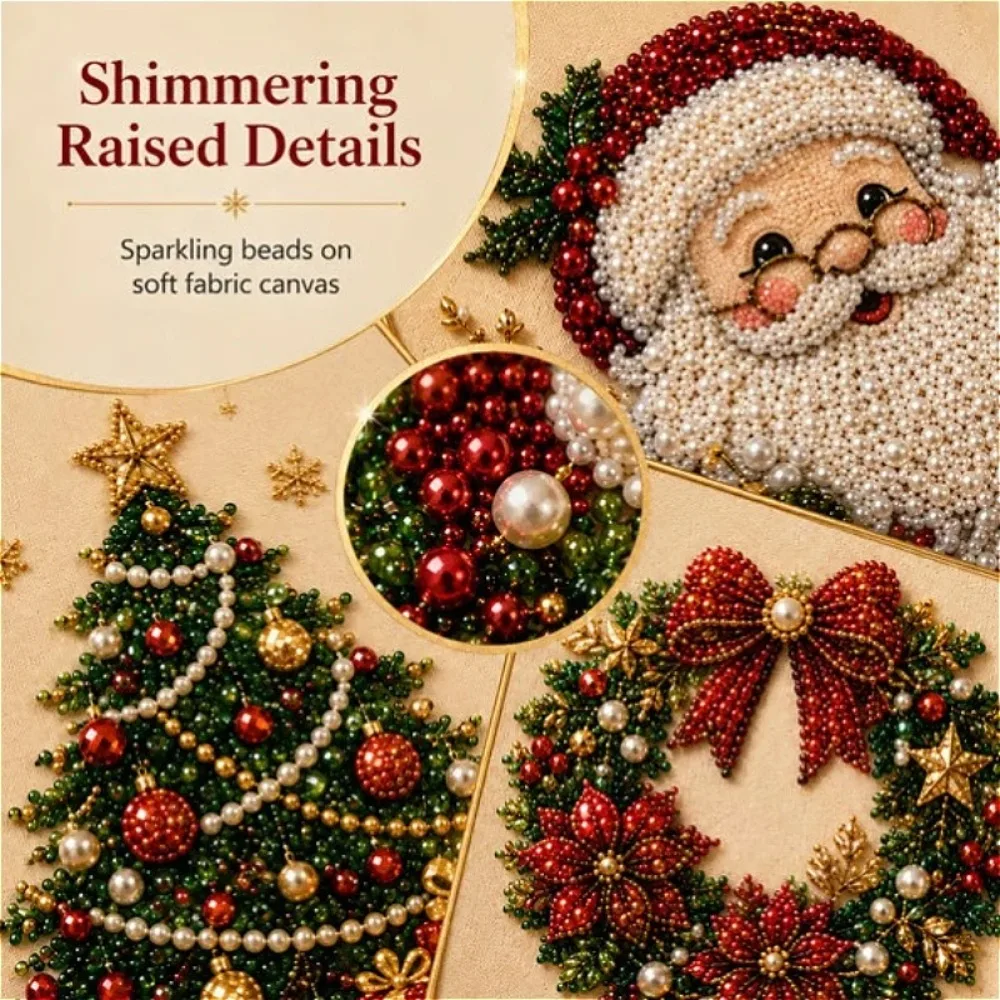 DIY Perlenkunst-Malset Weihnachtsmann-Rahmen Weihnachts-Wanddekoration Handgemachtes Perlenkunst-Bastelset für Erwachsene Weihnachtsgeschenk – Detail 2