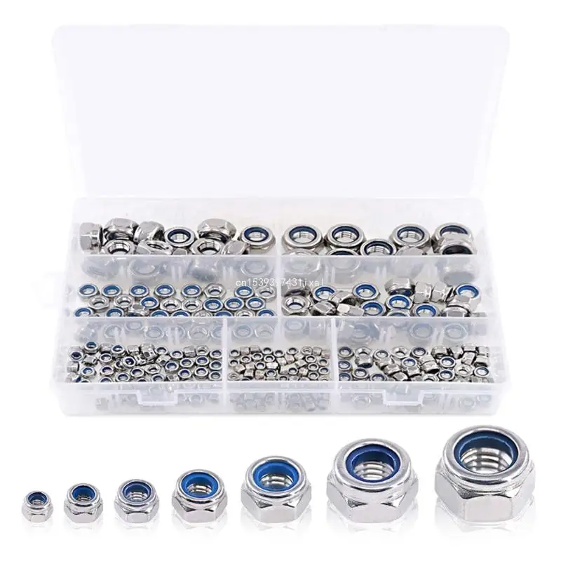 

250Pcs 3/4/5/6/8/10/12mm Stainless Steel Metric Locknut Hexagon Self locking Nut