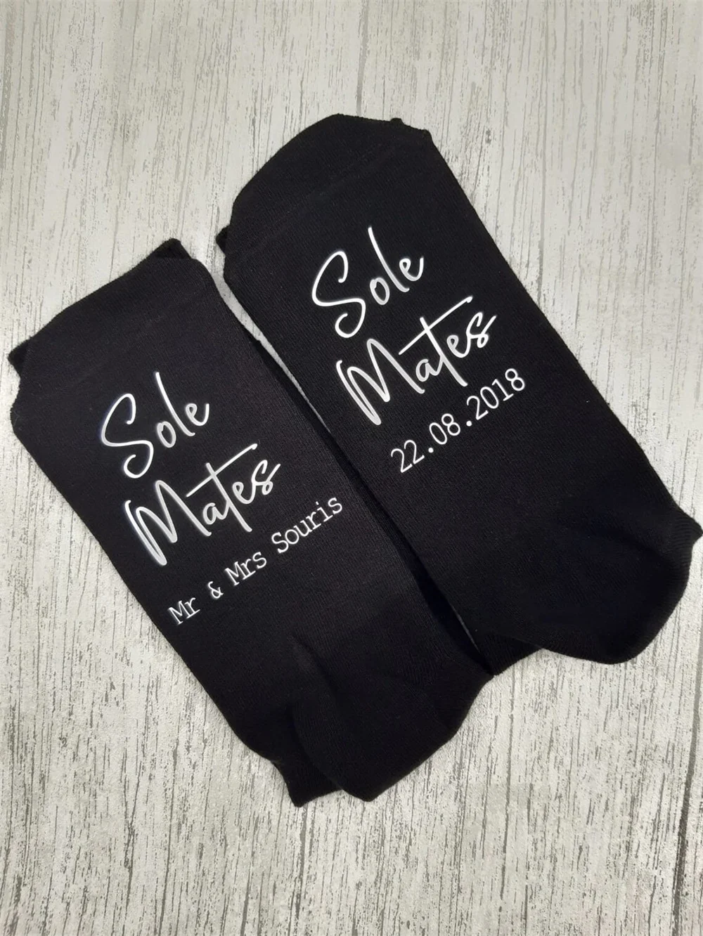 Sole Mates Personalised Socks - Sole Mates - Underneath - Anniversary - Wedding - Custom Made - Made to Order