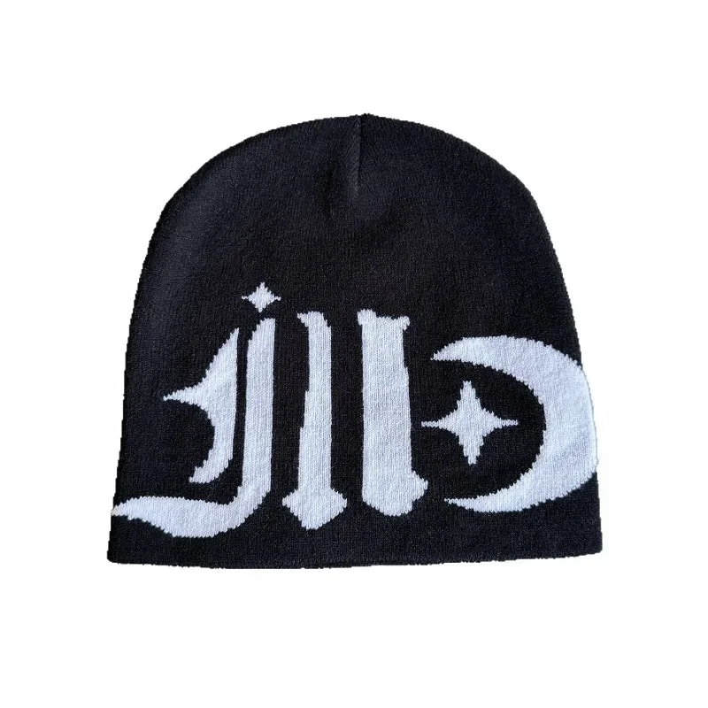 Fashion Jacquard Skull Cap Trendy Letter Knit Beanies Unisex Warm Hat for Men and Women Winter Autumn