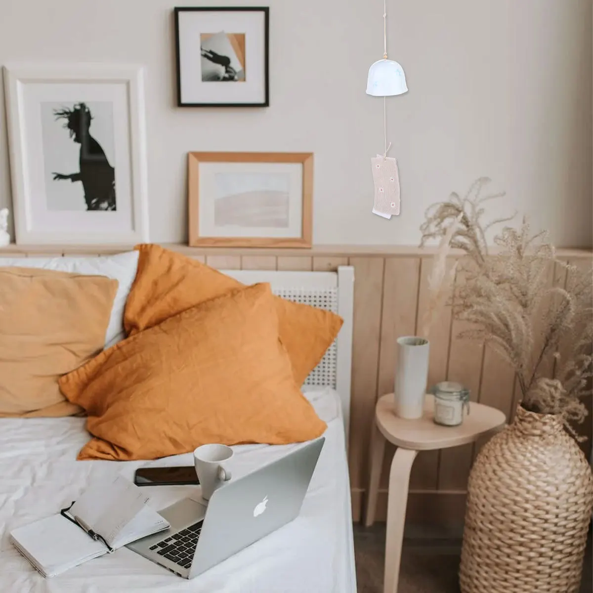 

1Pcs Japanese Style Hanging Ceramic Wind Chime Handmade Aeolian Bell Decorative for Home Garden Car Window Wind Chimes