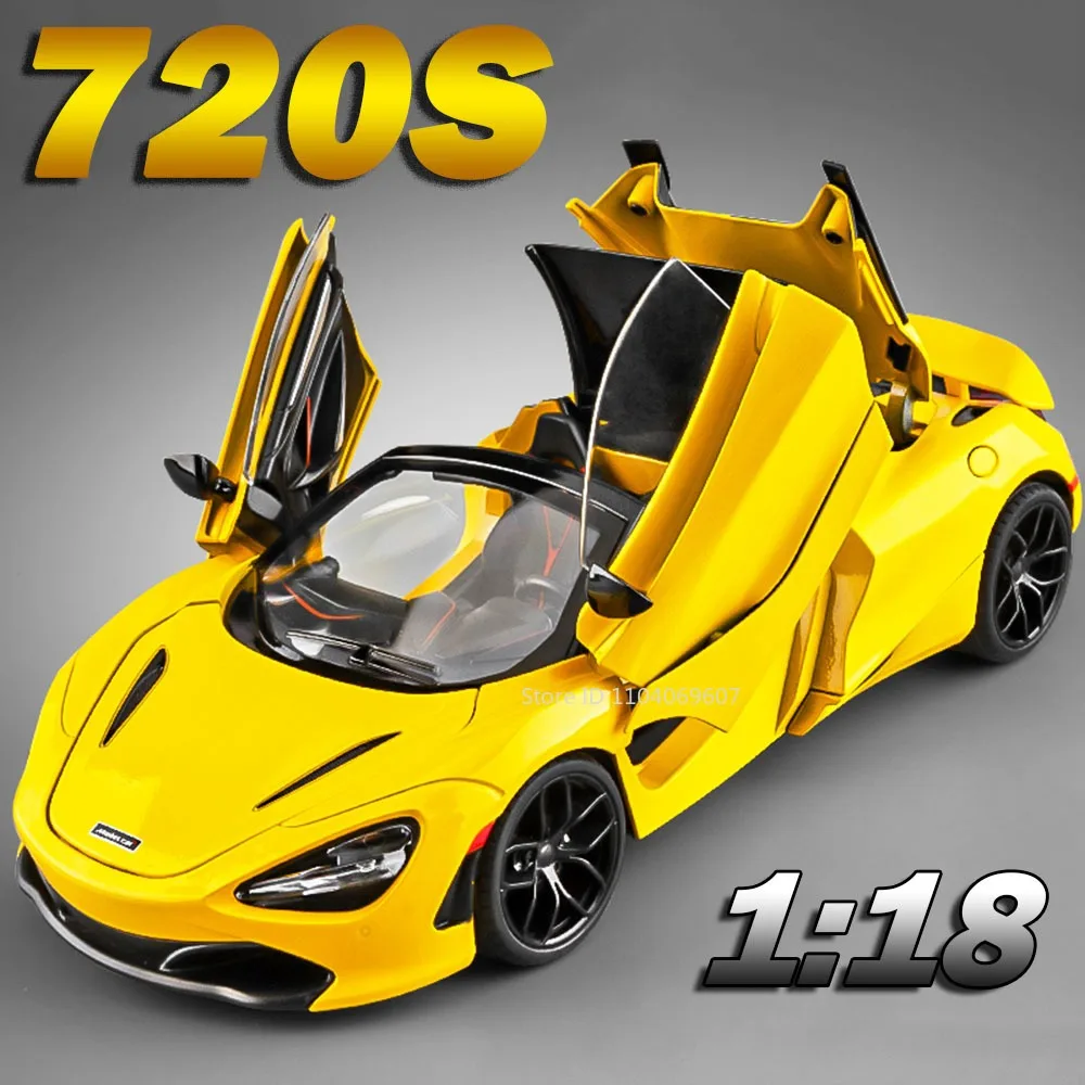 1:18 720S 918 Martini Toy Modello di auto sportive Pressofuso in lega Suono Luce Porte aperte Tirare indietro Simulazione Supercar per i regali dei ragazzi