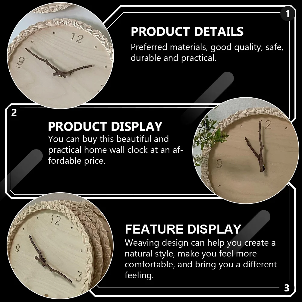 

1Pcs Woven Rattan Wall Hanging Clock Household Decorative Wall Clock Silent Home Decoration Home Accessories